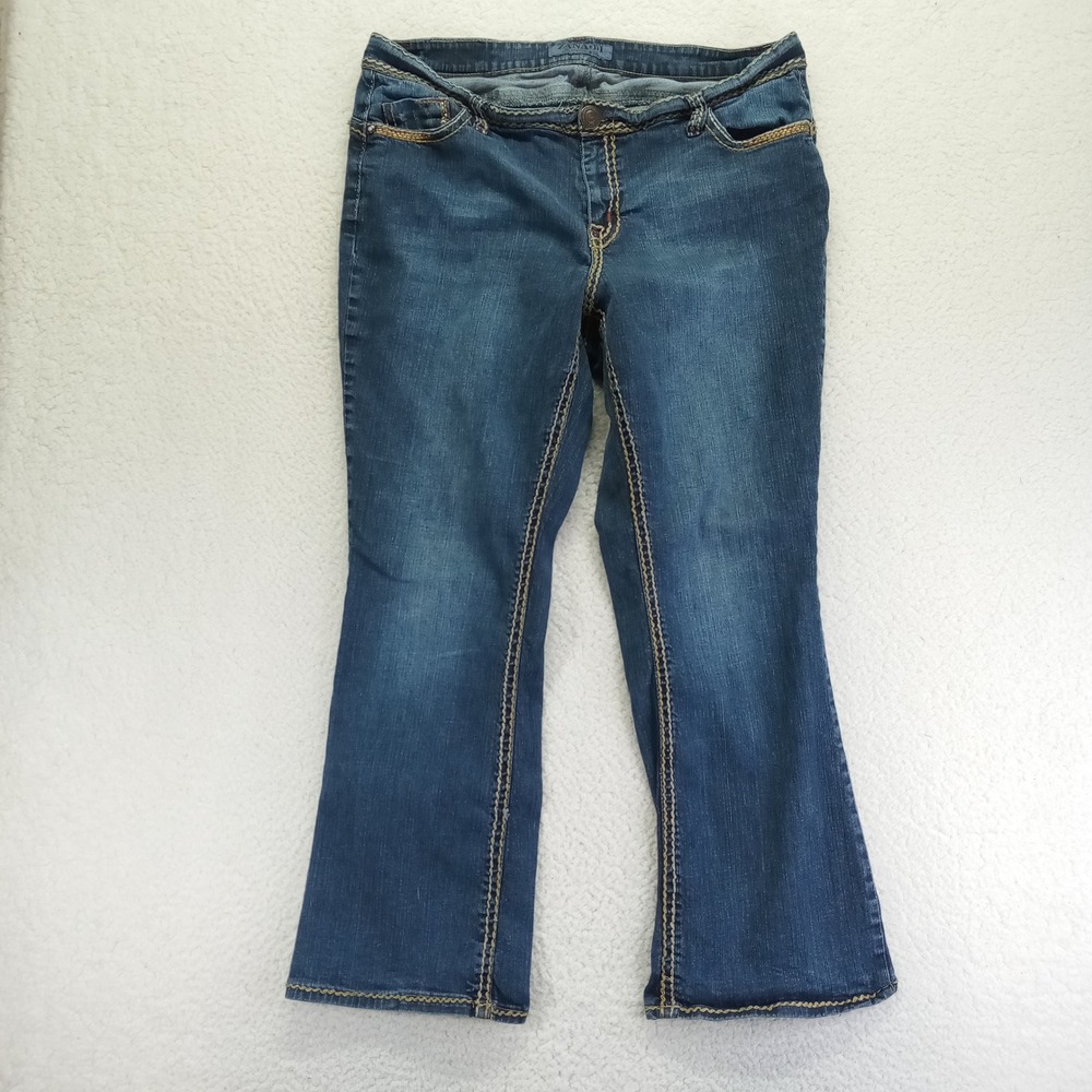 Zana-Di Fashion Bug Womens 20W Dark Wash Thick Contrast Stitch Bootcut Jeans
